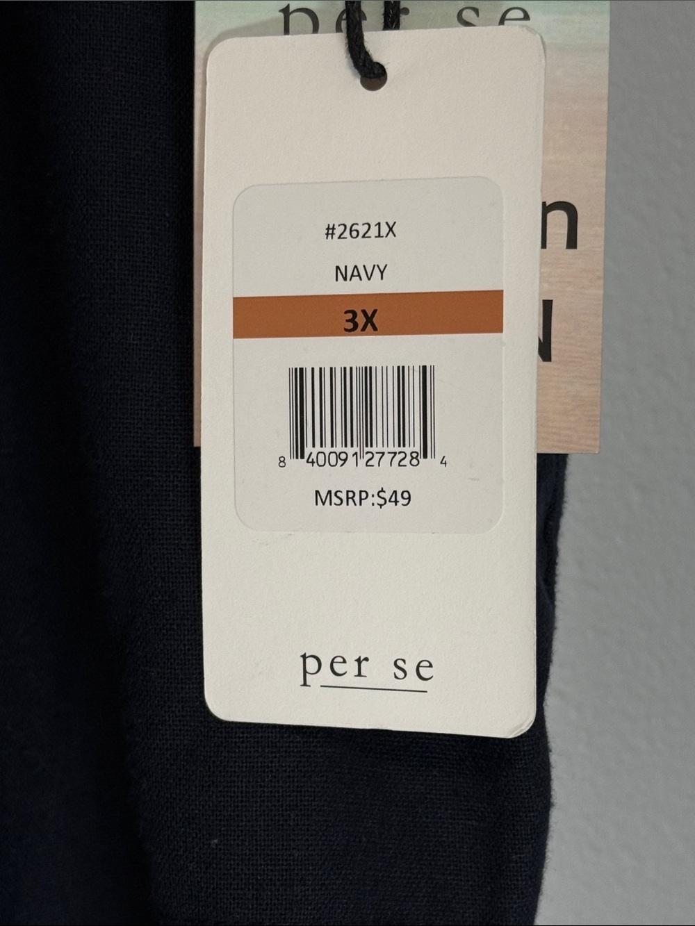 Per Se Navy Elastic-Waist Wide Leg Linen Blend Cropped Pants Size 3X NWT - Picture 7 of 8